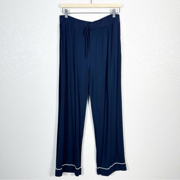 Cozy Earth Women’s Bamboo Stretch Knit Short Sleeve Pajama Pant Set in Navy L - Picture 8 of 14